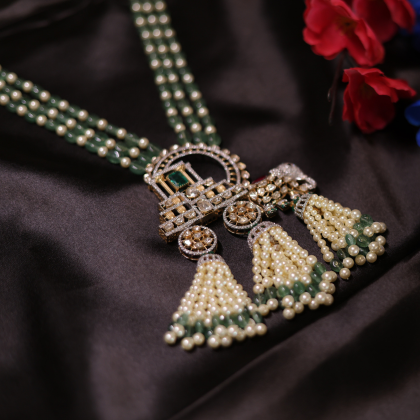 Mughal Elephant Pearl & Emerald Necklace Set | Santosh Ji Jewellers Moradabad