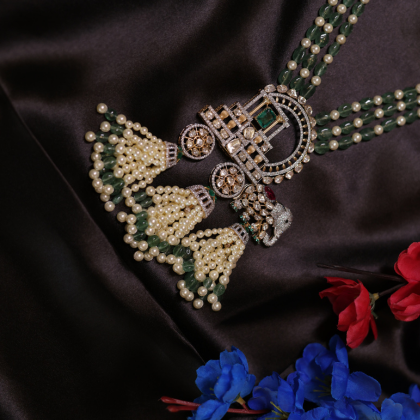 Mughal Elephant Pearl & Emerald Necklace Set | Santosh Ji Jewellers Moradabad