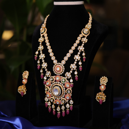 Majestic Polki Kundan Bridal Necklace & Earrings Set | Santosh Ji Jewellers Moradabad