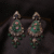 Emerald Polki Statement Earrings with Floral Meenakari