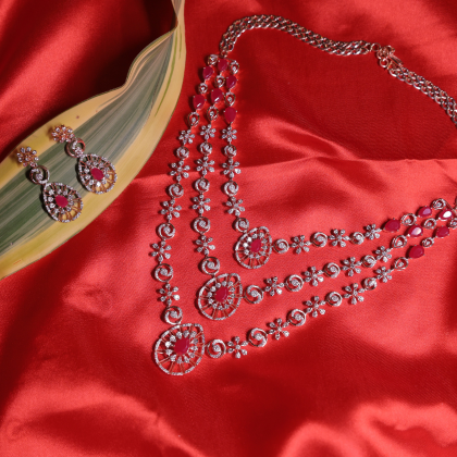 Ruby Elegance Diamond Necklace Set